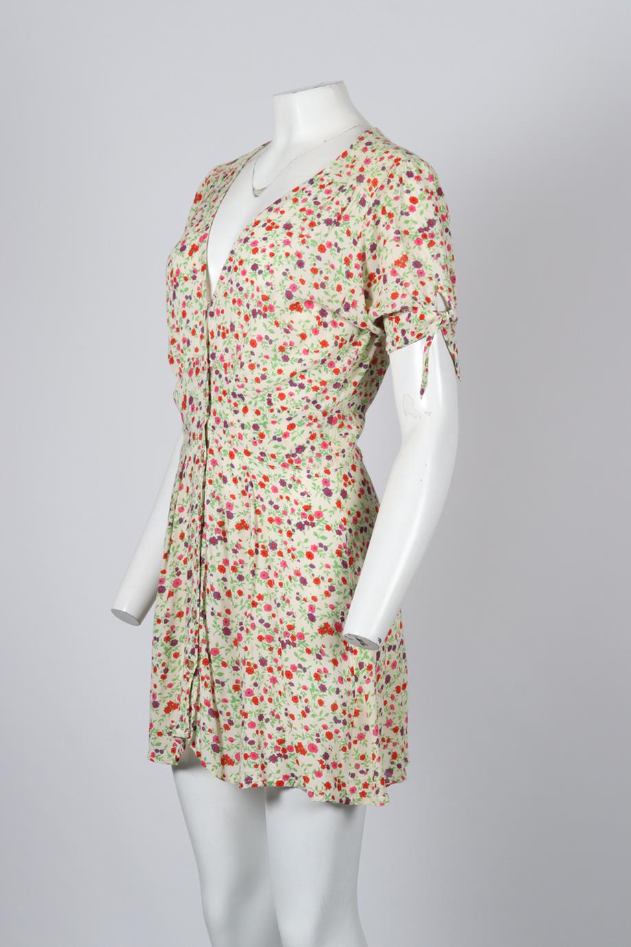 FAITHFULL THE BRAND FLORAL PRINT CREPE MINI DRESS MEDIUM