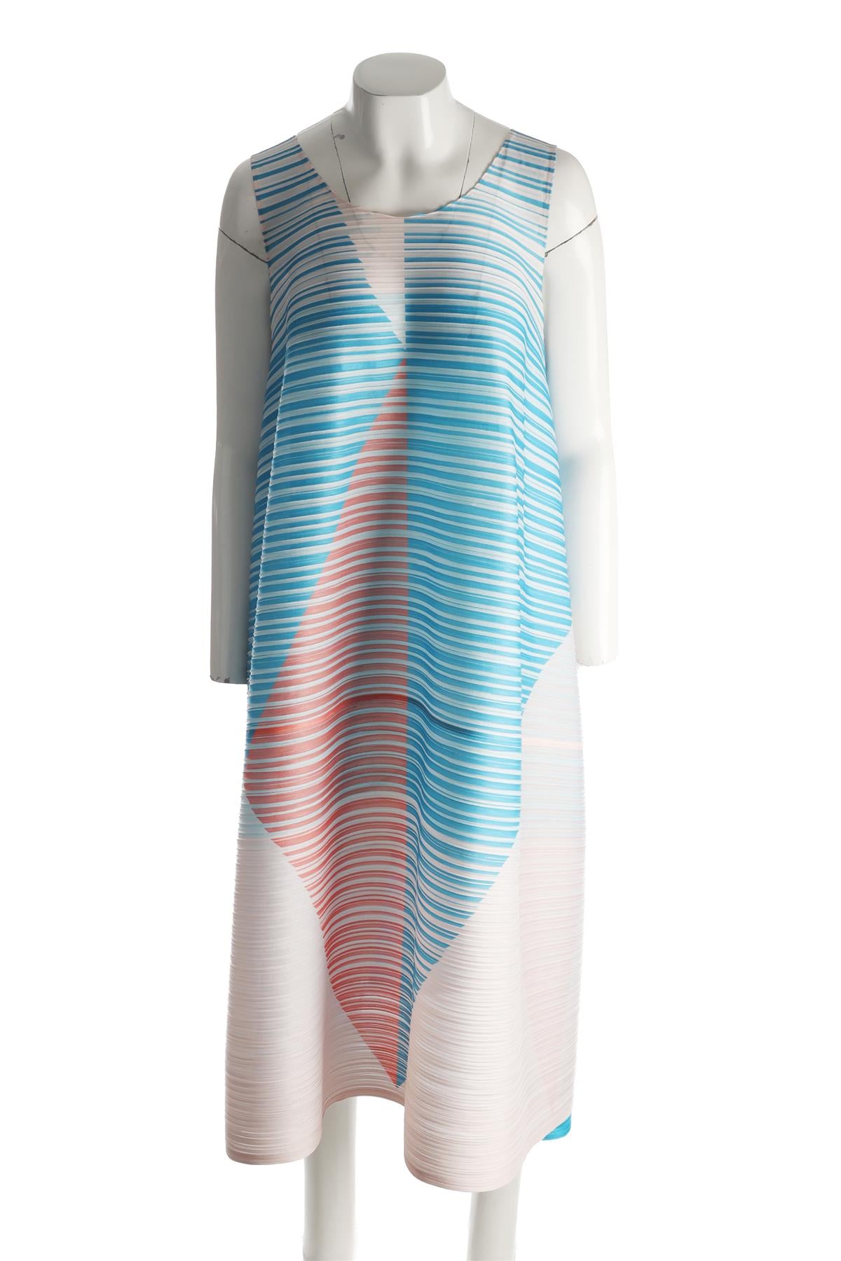 PLEATS PLEASE ISSEY MIYAKE MULTI CREPE MIDI DRESS JP 3 UK 8
