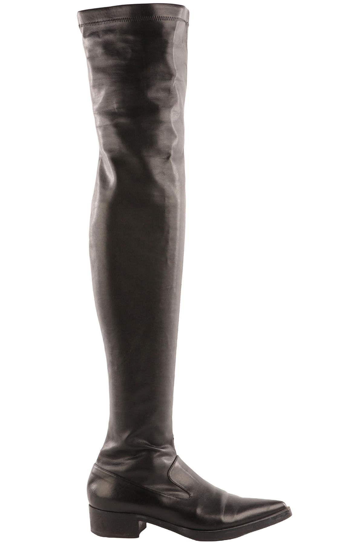 STELLA MCCARTNEY BLACK FAUX LEATHER OVER THE KNEE BOOTS EU 38 UK 5 US 8