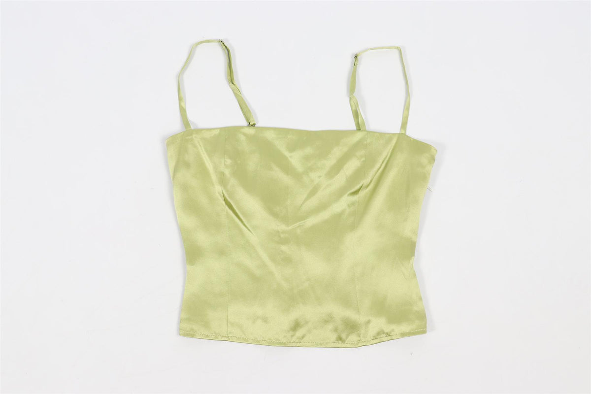REFORMATION GREEN SILK TOP US 2 UK 6