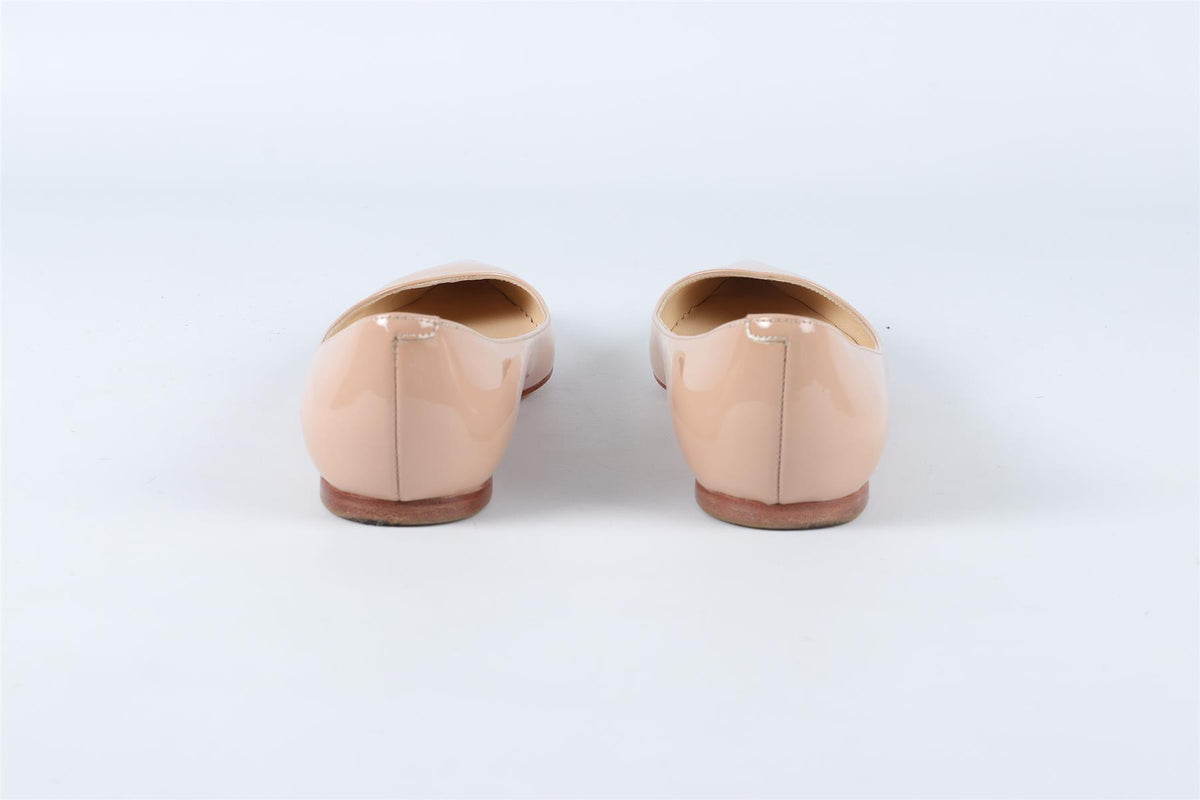 JIMMY CHOO NUDE PATENT LEATHER BALLET FLATS EU 34.5 UK 1.5 US 4.5