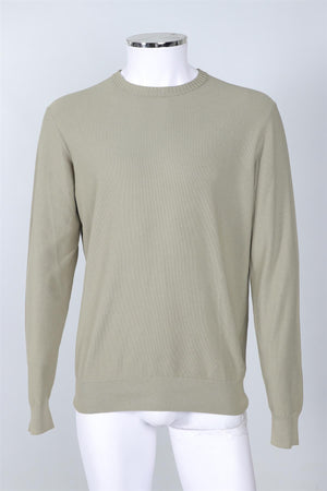 LORO PIANA GREEN MEN'S COTTON SWEATER IT 52 UK 42