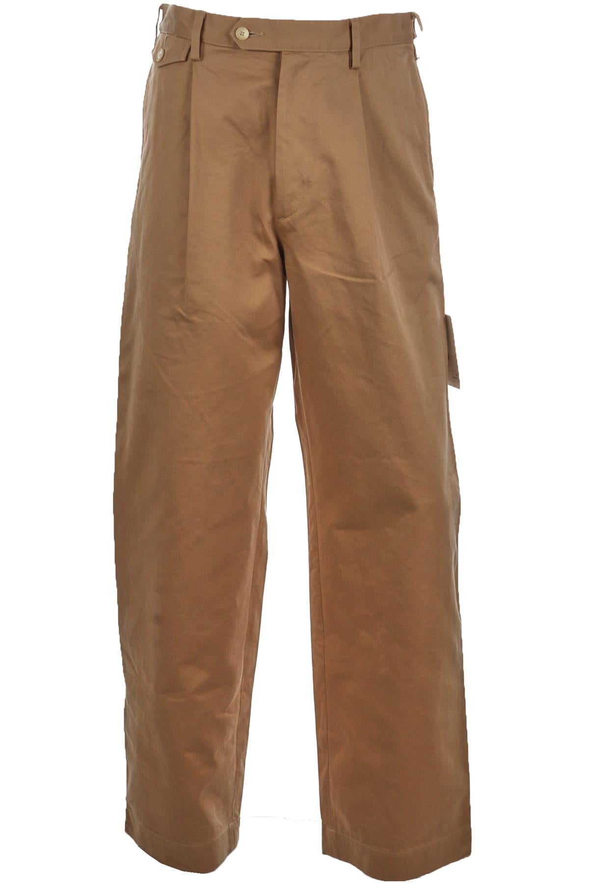 AURALEE BROWN COTTON MENS WIDE LEG PANTS SMALL