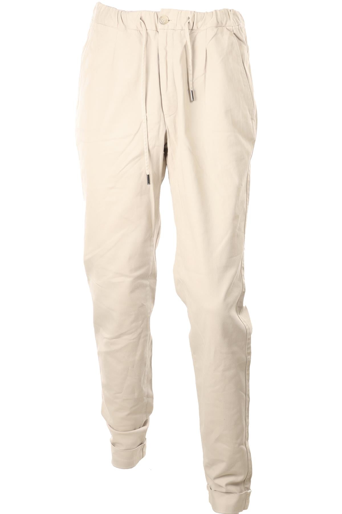 THOM SWEENEY ECRU MEN'S COTTON STRAIGHT LEG PANTS IT 50 UK/US 34