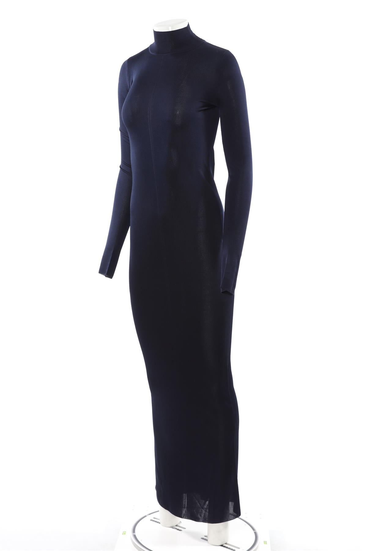 SAINT LAURENT NAVY KNIT MAXI DRESS SMALL
