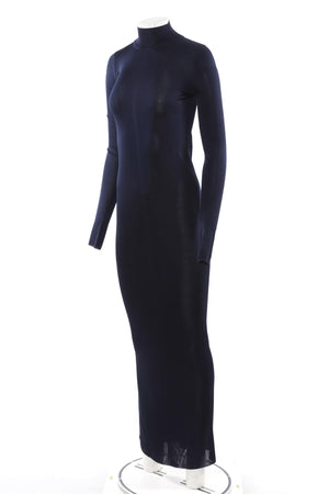 SAINT LAURENT NAVY KNIT MAXI DRESS SMALL
