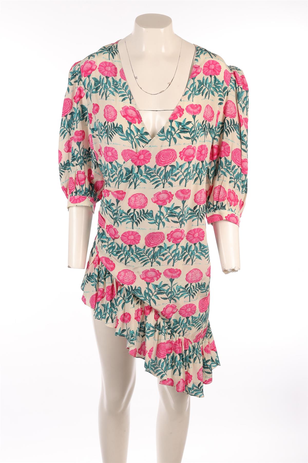 ADRIANA DEGREAS MULTI SILK MINI DRESS MEDIUM-LARGE