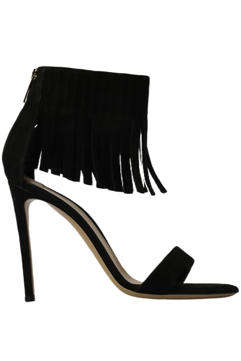 GIANVITO ROSSI FRINGED SUEDE SANDALS EU 38 UK 5 US 8