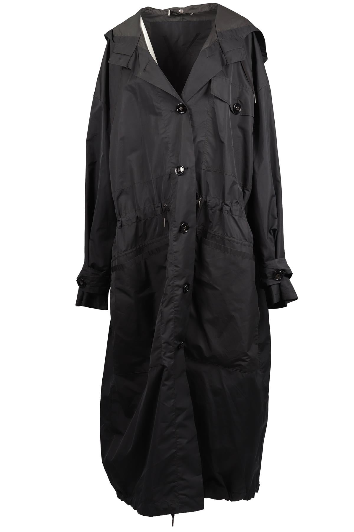 YVES SAINT LAURENT BLACK VINTAGE NYLON COAT FR 38 UK 10