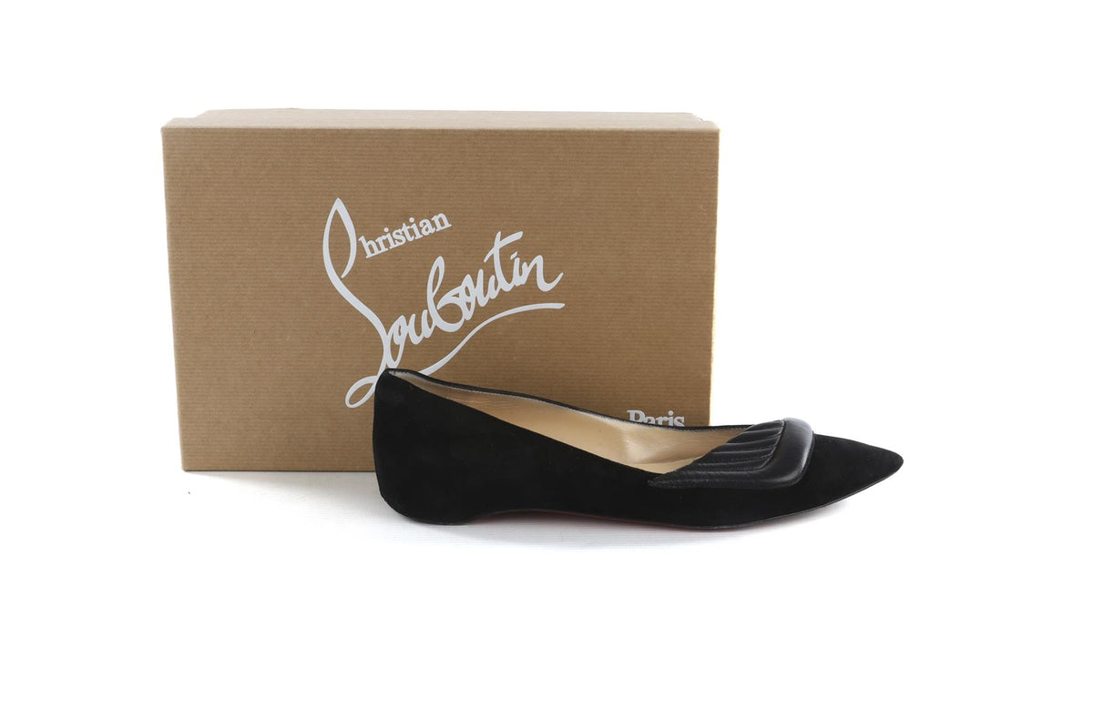 CHRISTIAN LOUBOUTIN BLACK SUEDE BALLET FLATS EU 38 UK 5 US 8