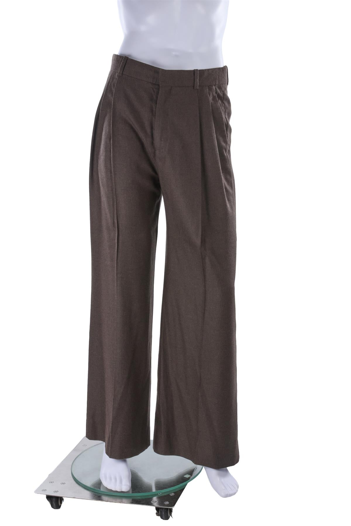 BROWN MEN'S CASHMERE WIDE LEG PANTS