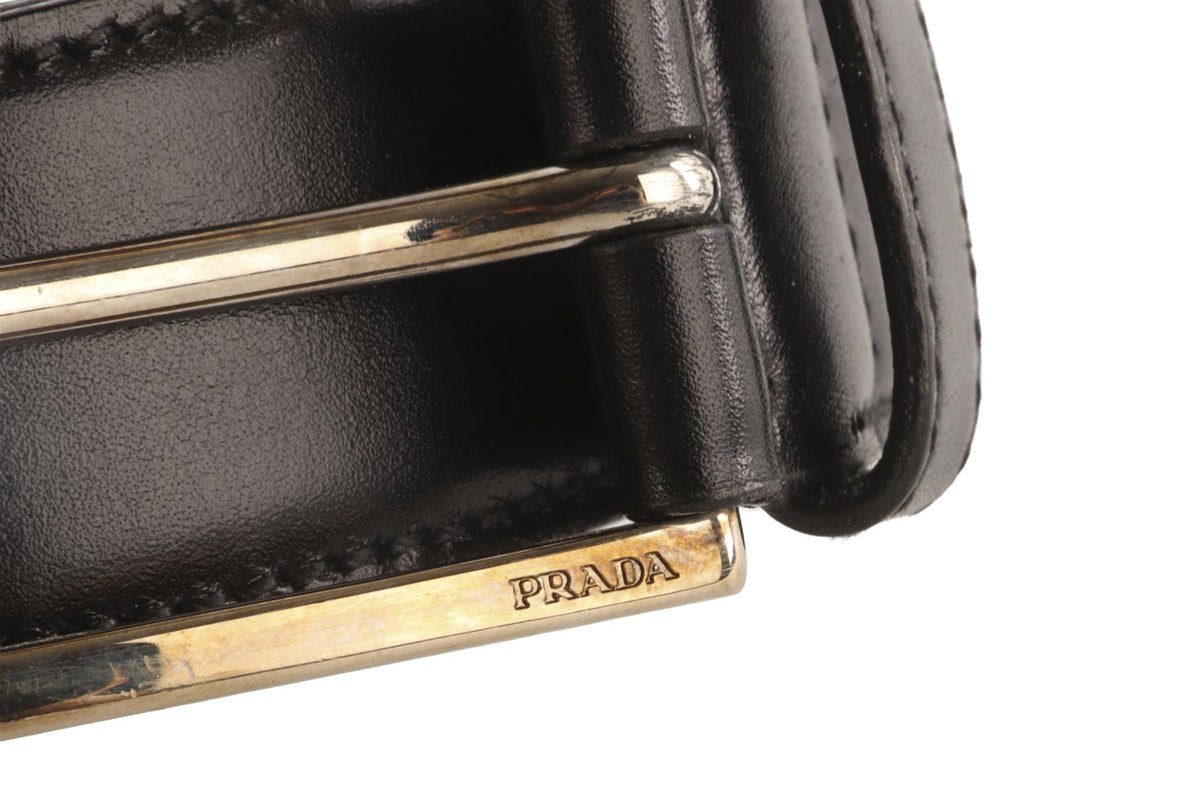 PRADA BLACK MEN'S LEATHER BELT 85CM