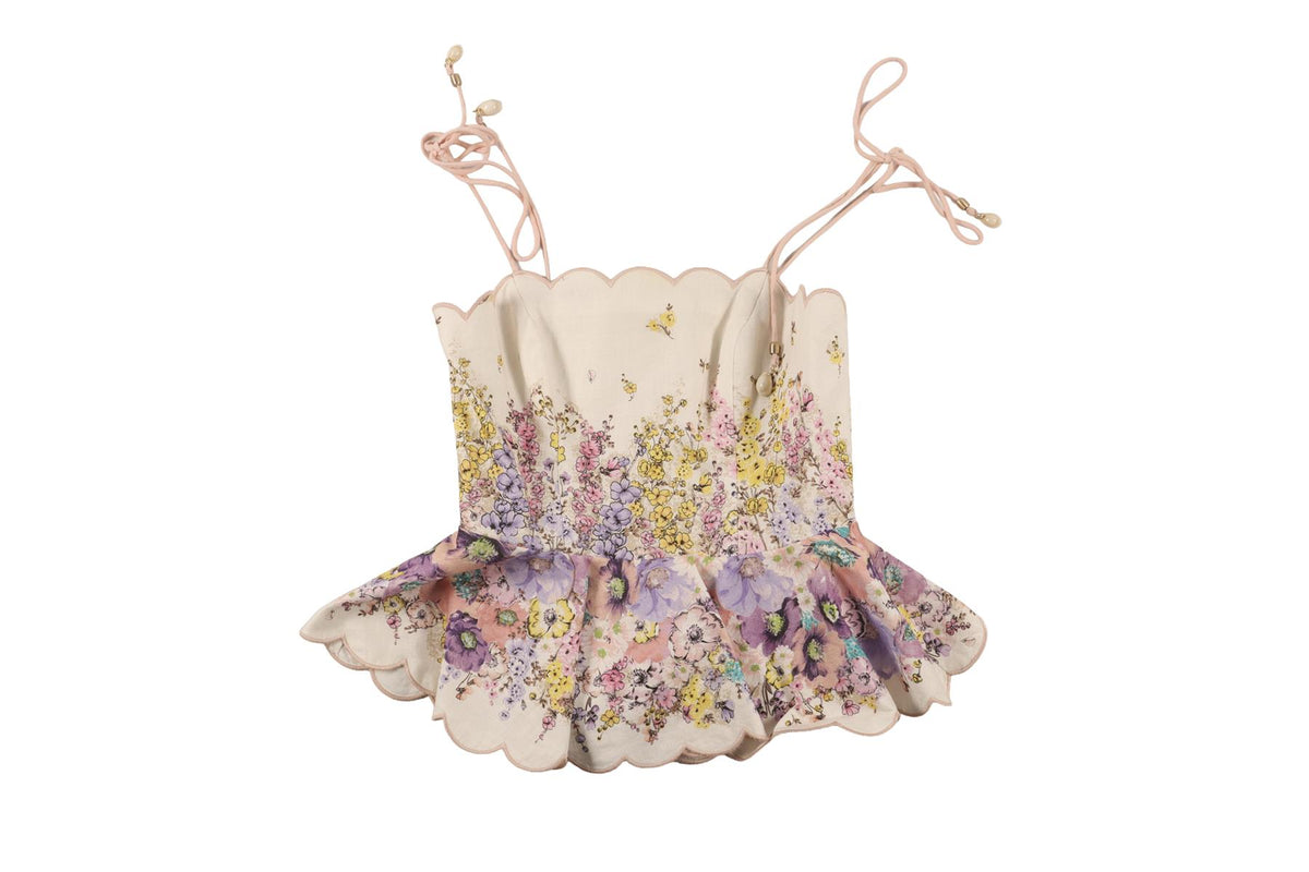 ZIMMERMANN MULTI WHITE LINEN TOP UK 8