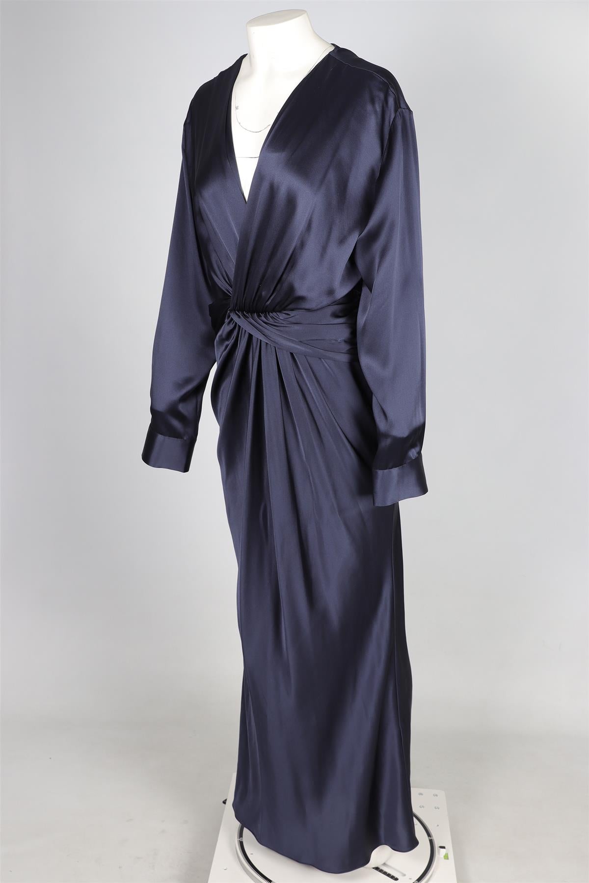 CHRISTOPHER ESBER NAVY SILK MAXI DRESS LARGE