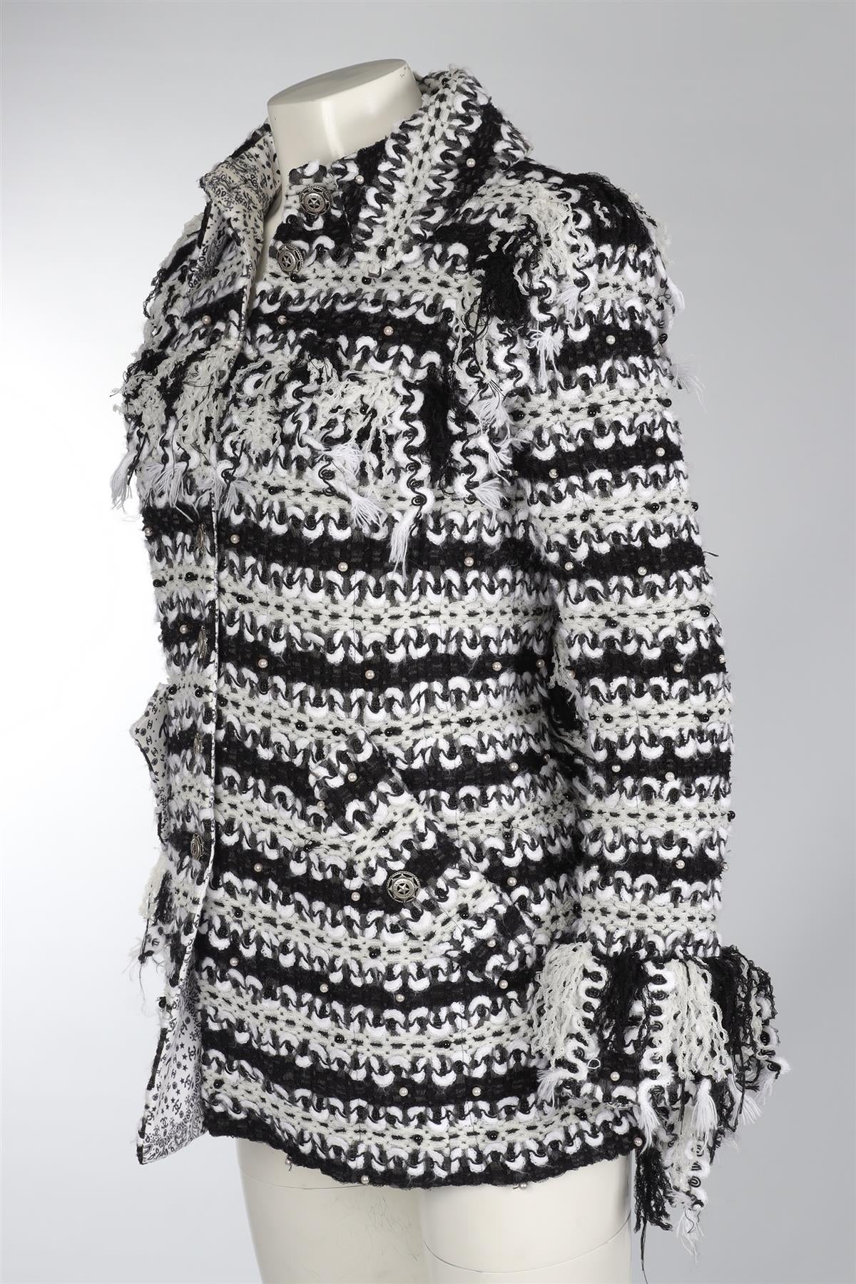CHANEL BLACK 2014 TULLE JACKET FR 38