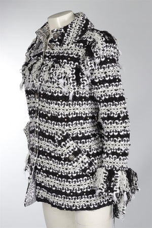 CHANEL BLACK 2014 TULLE JACKET FR 38