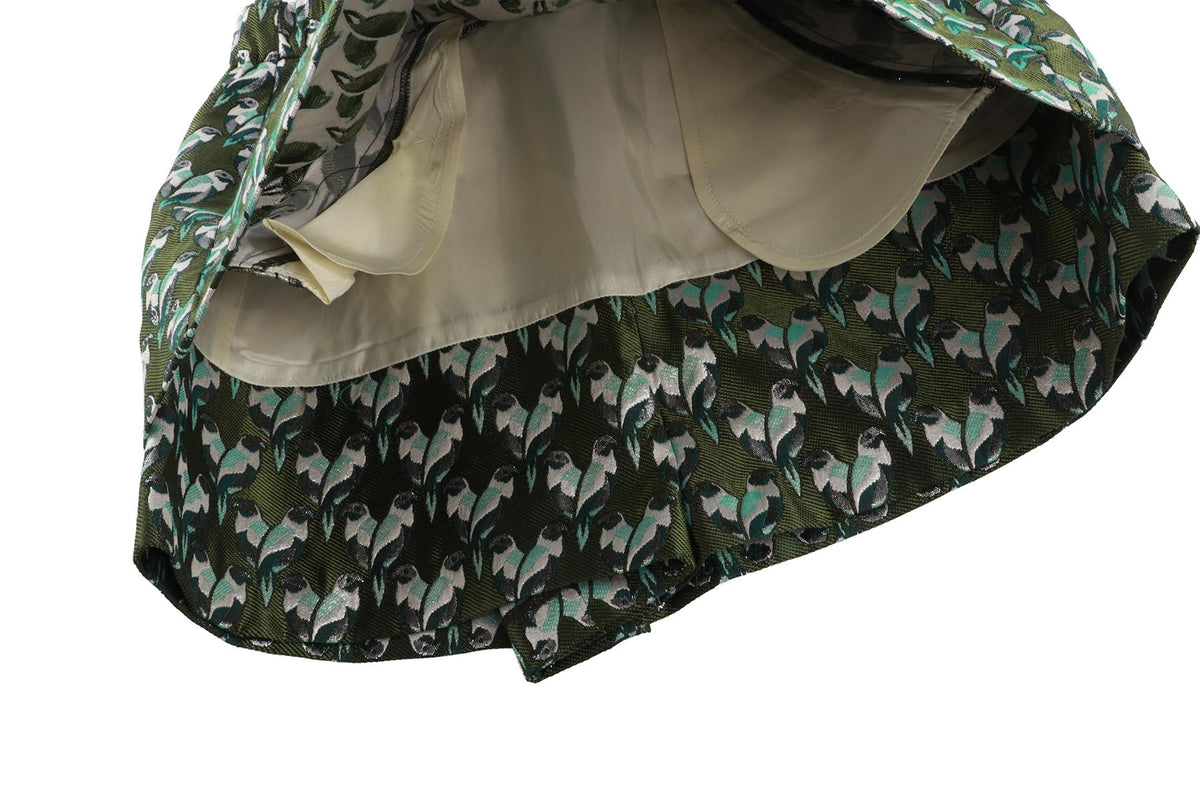MAJE GREEN JACQUARD SKIRT FR 34 UK 6
