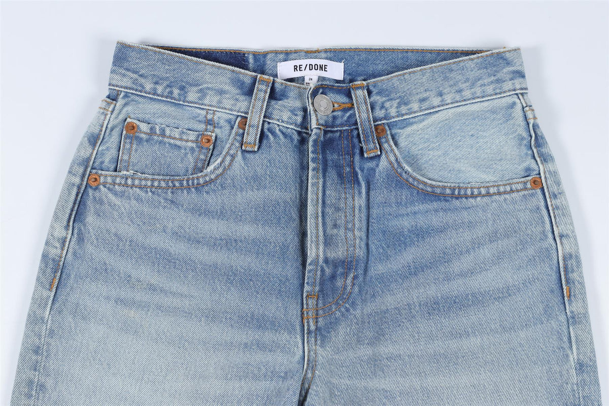 RE/DONE BLUE HIGH RISE STRAIGHT LEG JEANS W24 UK 6