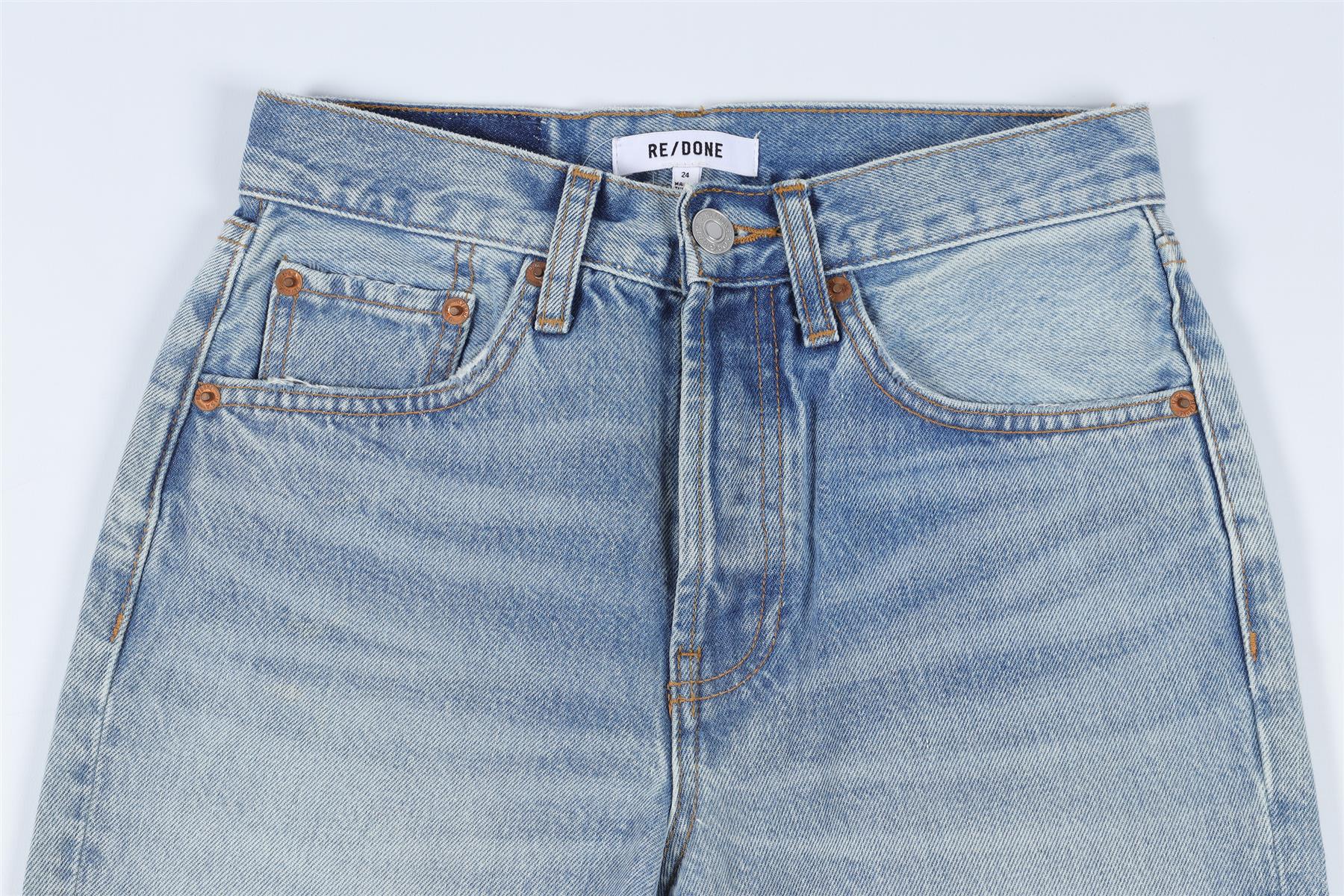 RE/DONE BLUE HIGH RISE STRAIGHT LEG JEANS W24 UK 6
