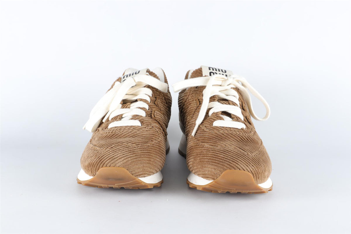 MIU MIU + NEW BALANCE BROWN CORDUROY SNEAKERS EU 38 UK 5 US 8