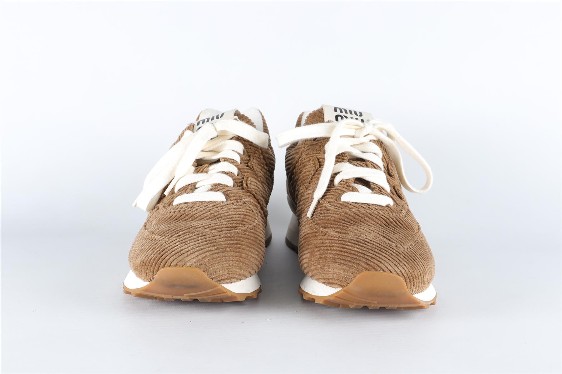 MIU MIU + NEW BALANCE BROWN CORDUROY SNEAKERS EU 38 UK 5 US 8