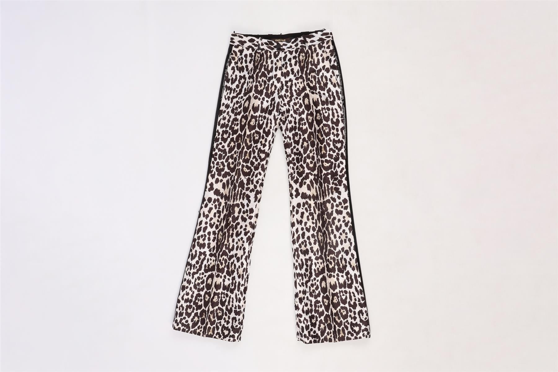 ROBERTO CAVALLI MULTI SATIN FLARED PANTS IT 38 UK 6