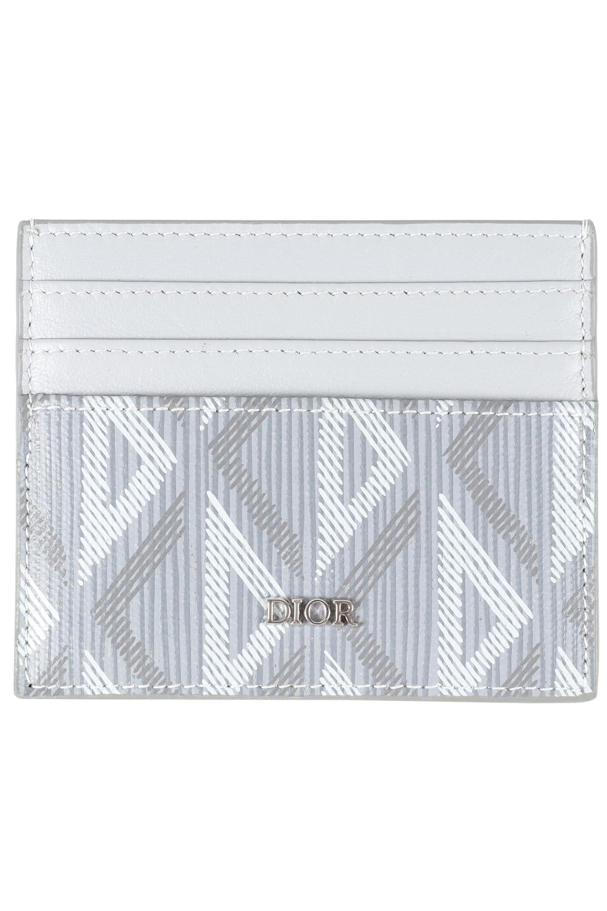 CHRISTIAN DIOR GREY LEATHER CARD HOLDER