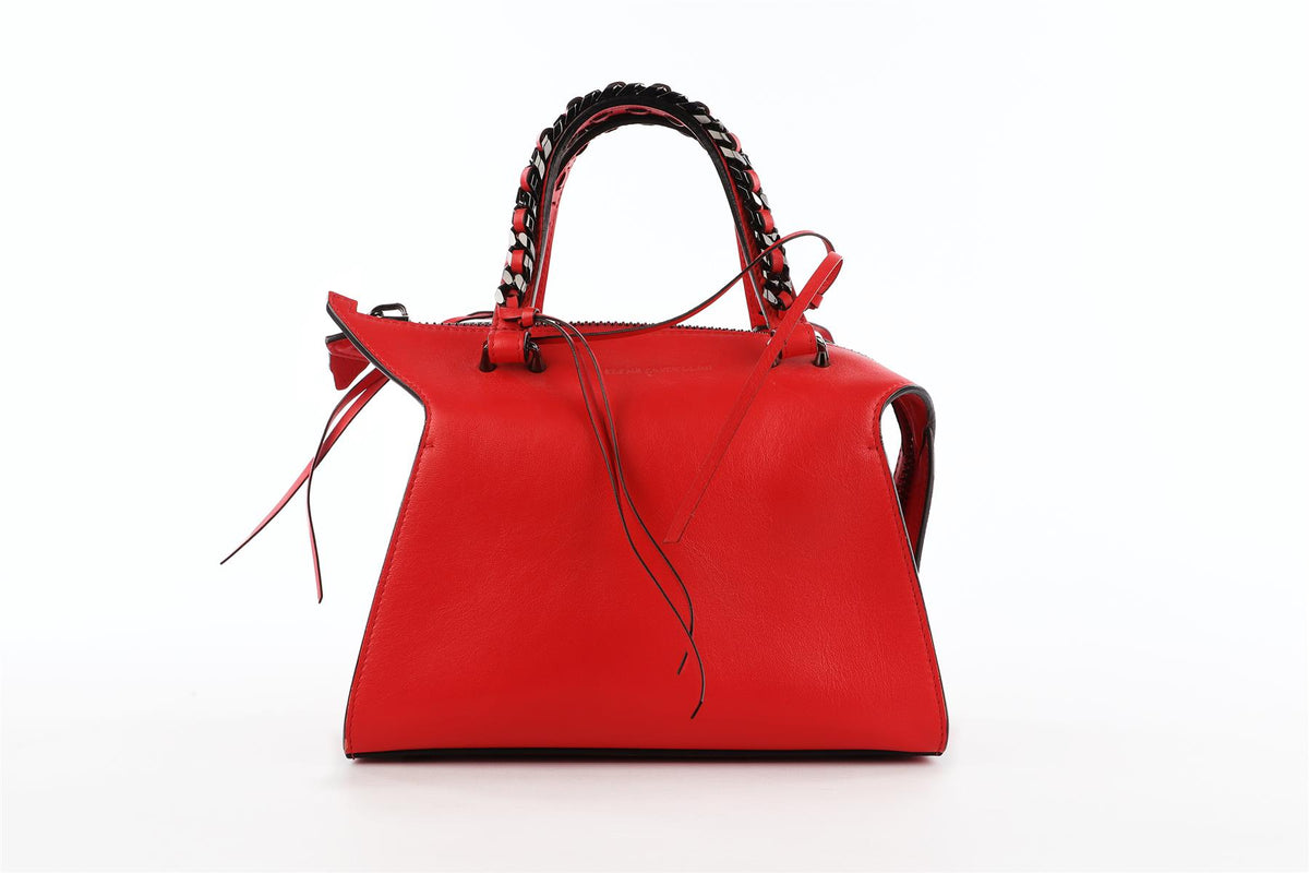 ELENA GHISELLINI RED LEATHER TOTE BAG