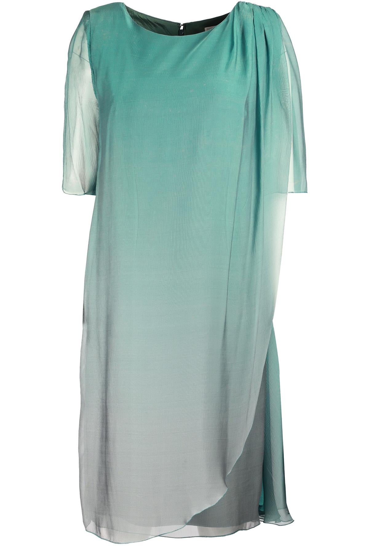 JACQUES AZAGURY GREEN SILK MIDI DRESS