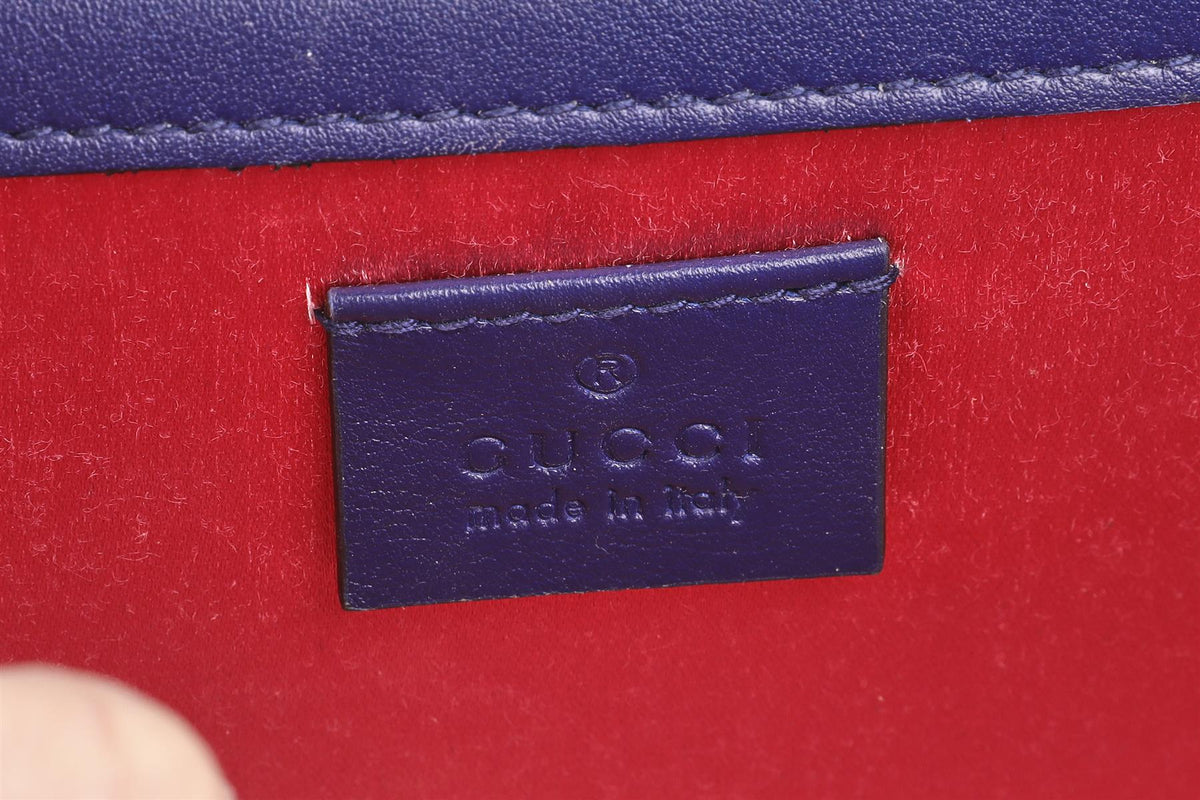 GUCCI BLUE BROADWAY SMALL VELVET SHOULDER BAG