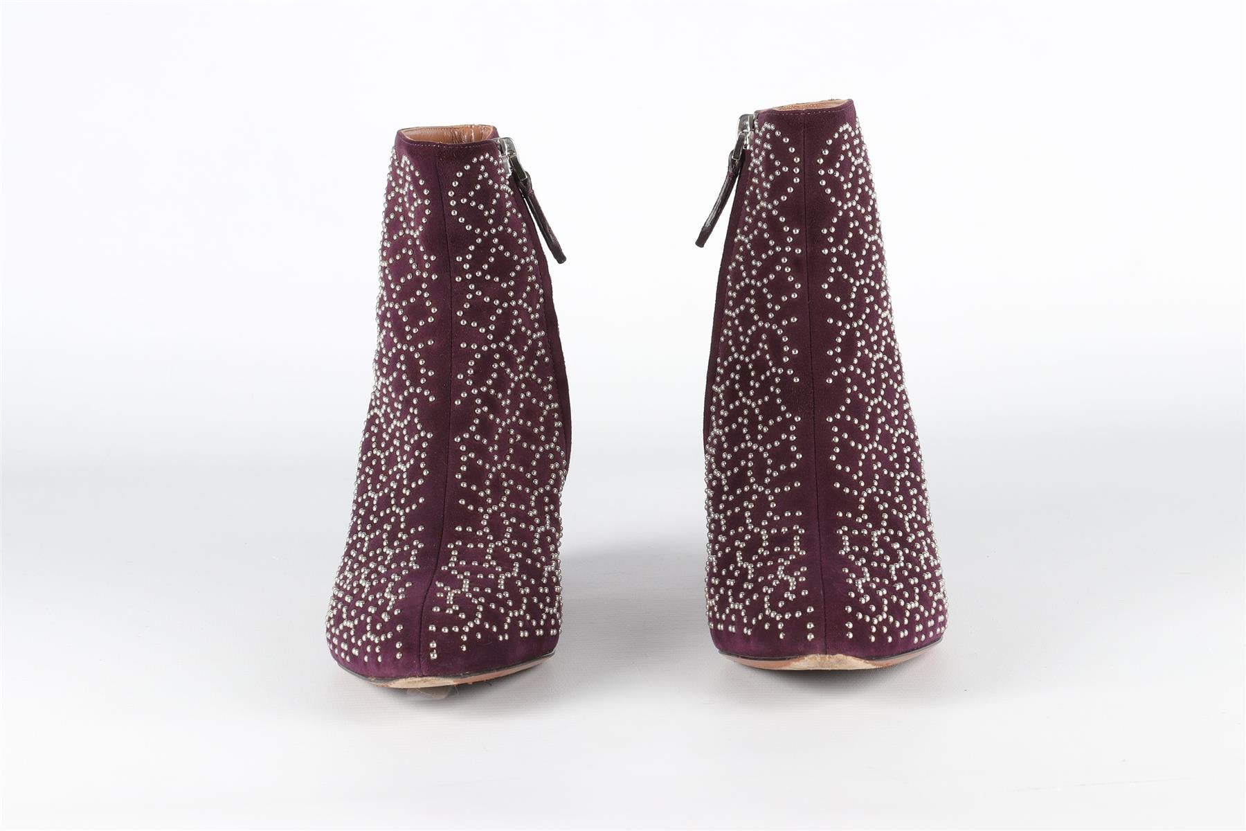 ALAÏA PURPLE SUEDE ANKLE BOOTS EU 35.5 UK 2.5 US 5.5