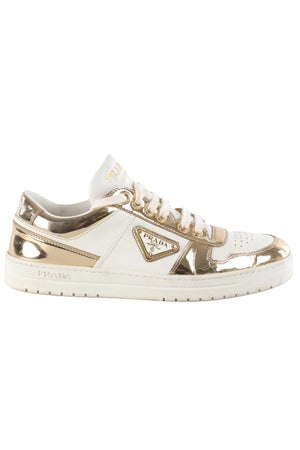 PRADA GOLD DOWNTOWN LEATHER SNEAKERS EU 38 UK 5 US 8