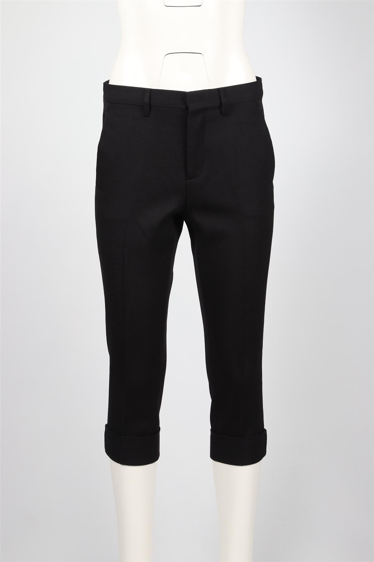 MIU MIU BLACK WOOL CROPPED TROUSERS IT 38 UK 6