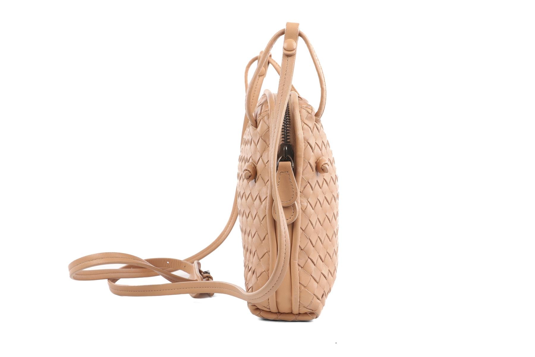 BOTTEGA VENETA BEIGE NODINI INTRECCIATO LEATHER SHOULDER BAG