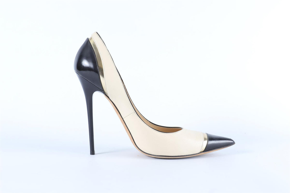 JIMMY CHOO CREAM LEATHER PUMPS EU 38.5, UK 5.5, US 8.5