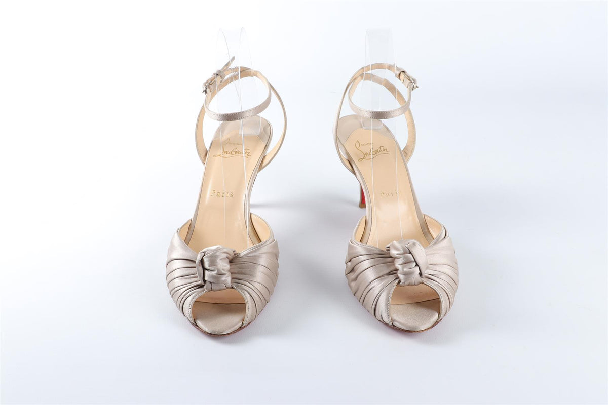 CHRISTIAN LOUBOUTIN GOLD SATIN SANDALS EU 39.5 UK 6.5 US 9.5