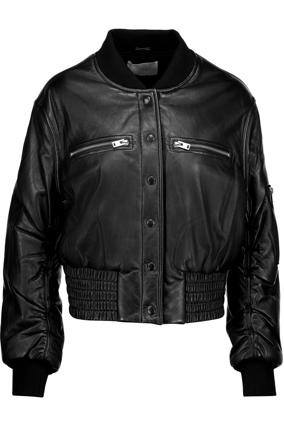 IRO COLOMBE LEATHER BOMBER JACKET FR 40 UK 12