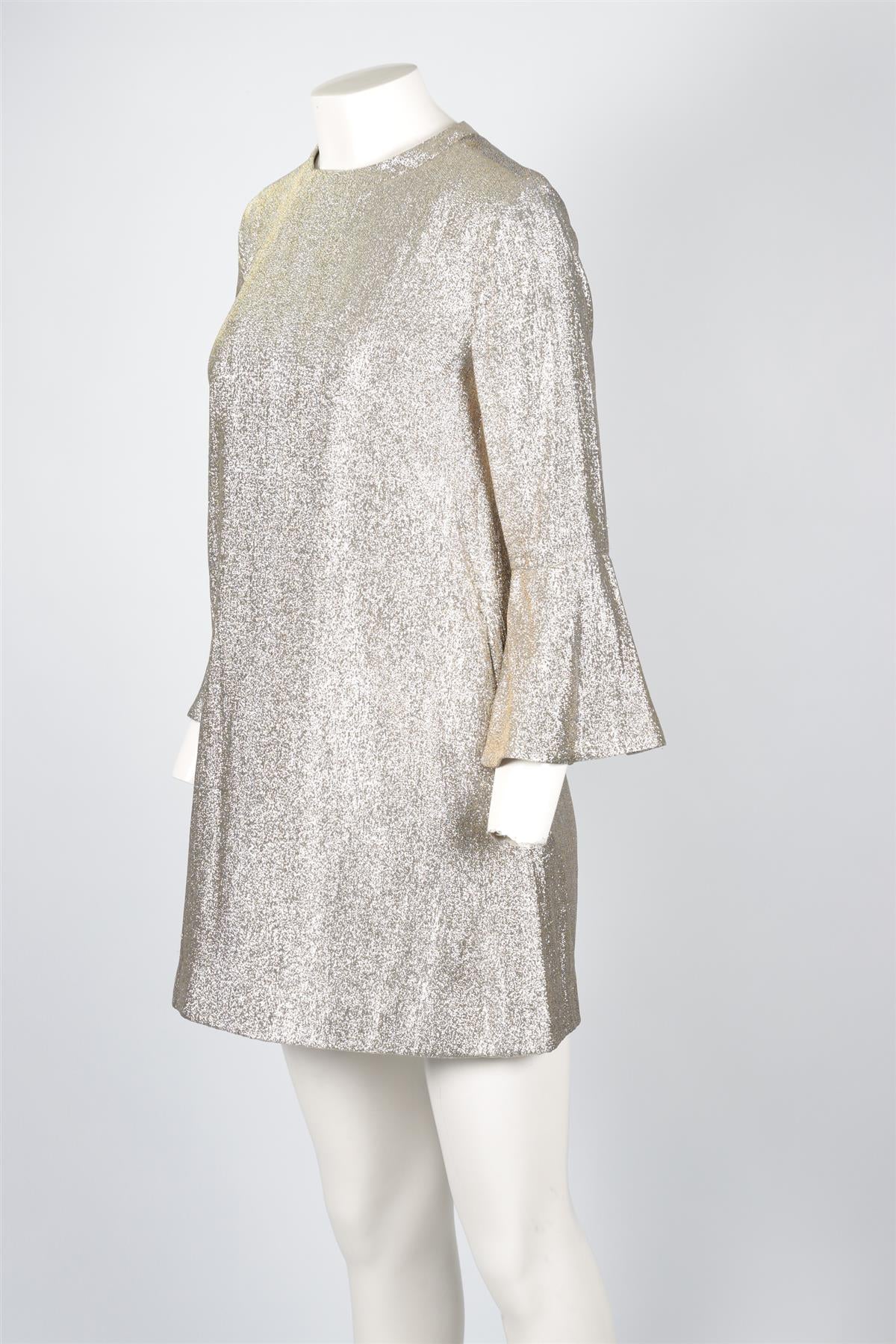 STELLA MCCARTNEY GOLD LAME MINI DRESS IT 42 UK 10