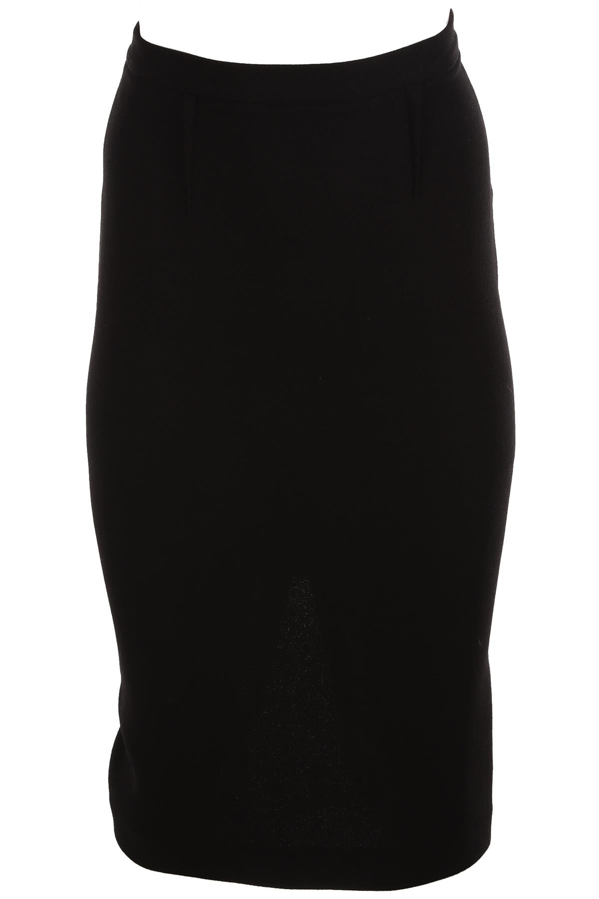 ROLAND MOURET BLACK CREPE MIDI SKIRT UK 8