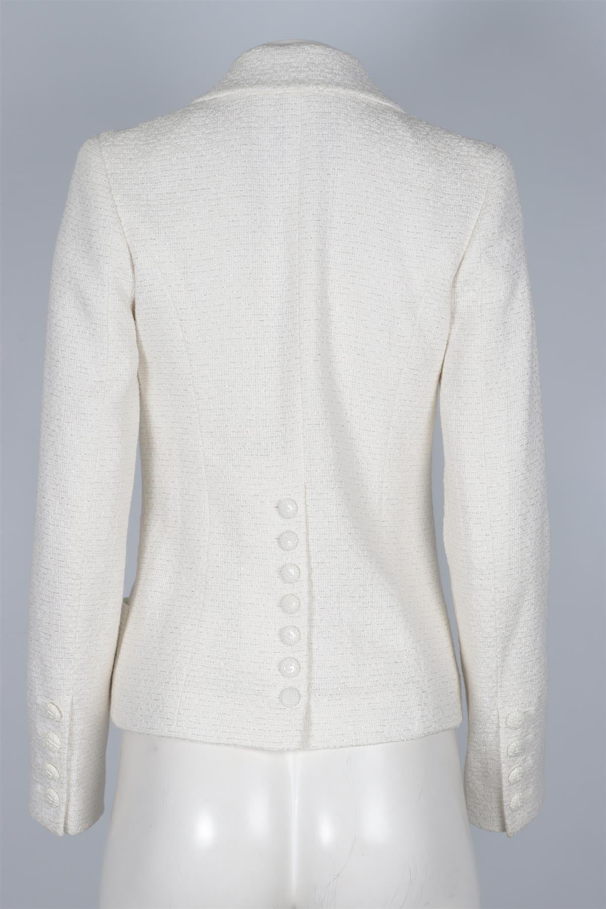 CHANEL WHITE 2009 TWEED JACKET FR 34 UK 6