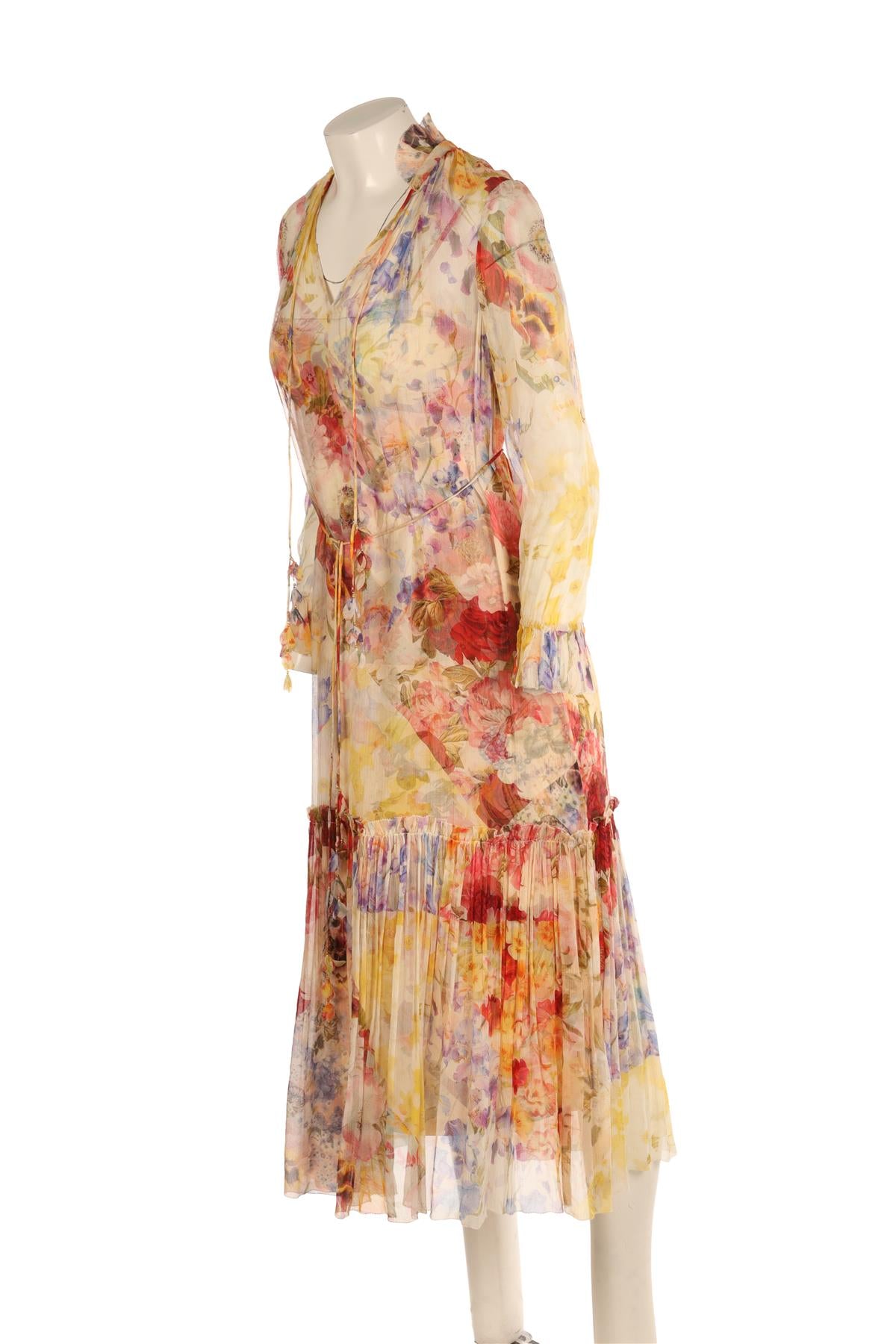 ZIMMERMANN MULTI SILK MAXI DRESS 0 UK 8