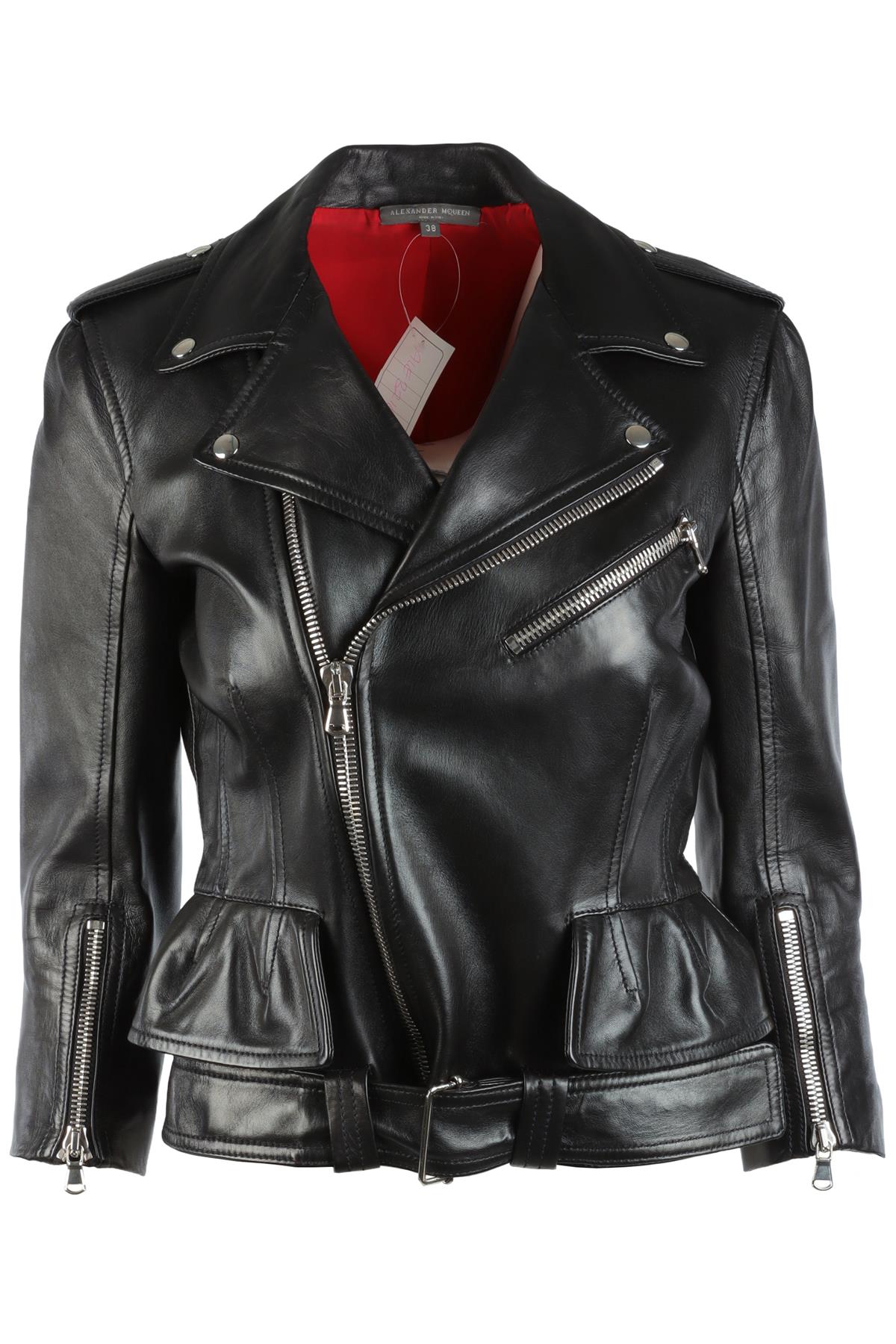 ALEXANDER MCQUEEN BLACK LEATHER JACKET IT 38 UK 6