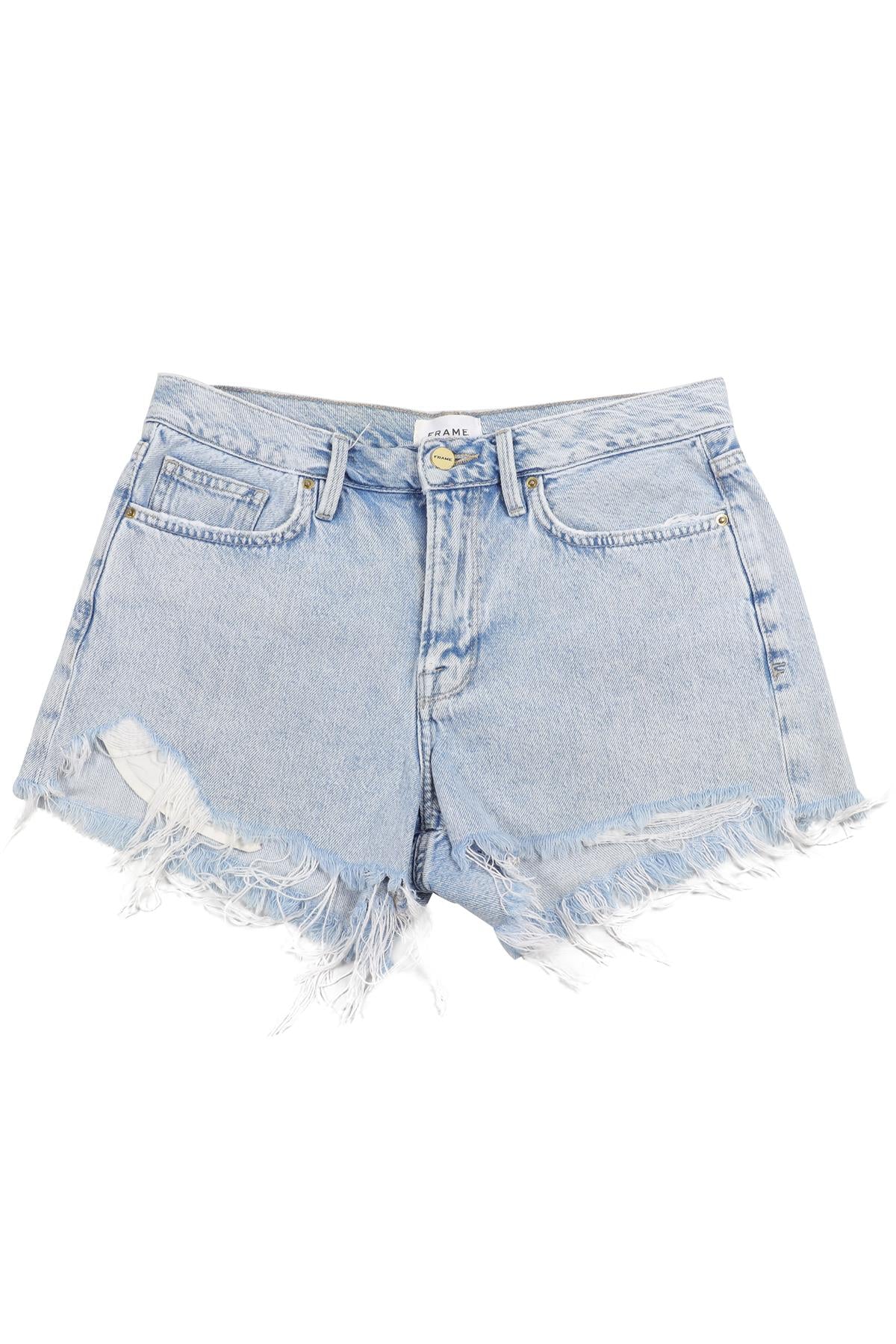 FRAME BLUE HIGH RISE DENIM SHORTS W27 UK 8-10