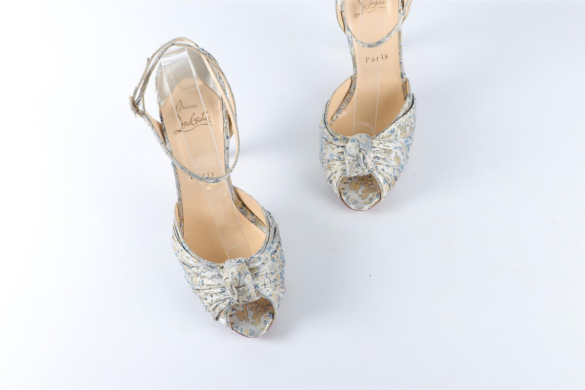 CHRISTIAN LOUBOUTIN BLUE JACQUARD SANDALS EU 40 UK 7 US 10