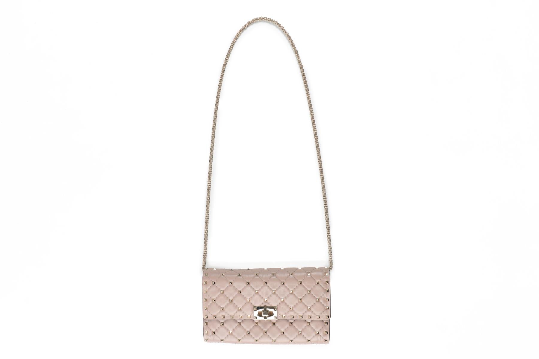 VALENTINO GARAVANI PINK ROCKSTUD LEATHER SHOULDER BAG