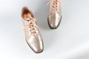 STELLA MCCARTNEY GOLD LEATHER PLATFORM SNEAKERS EU 38 UK 5 US 8