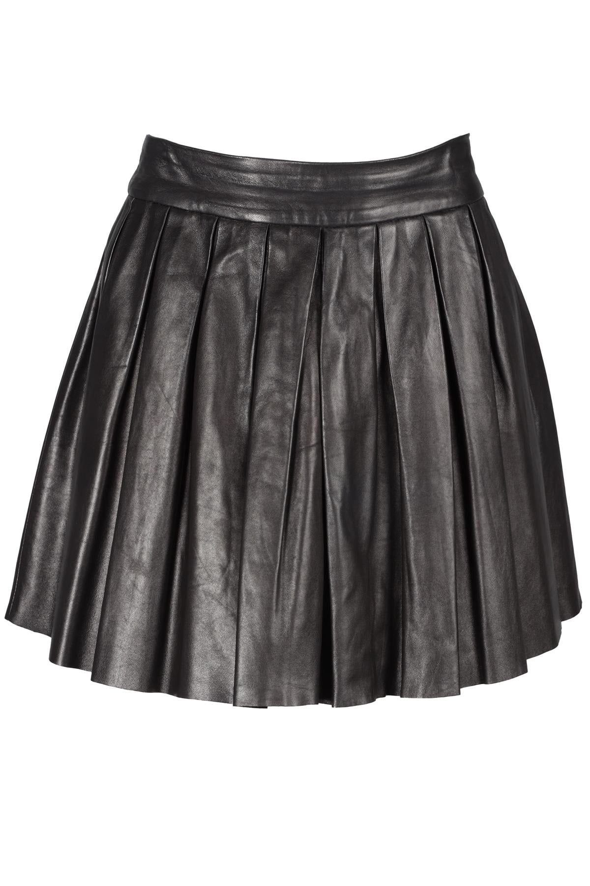 ALICE + OLIVIA BLACK LEATHER MINI SKIRT US 8 UK 12