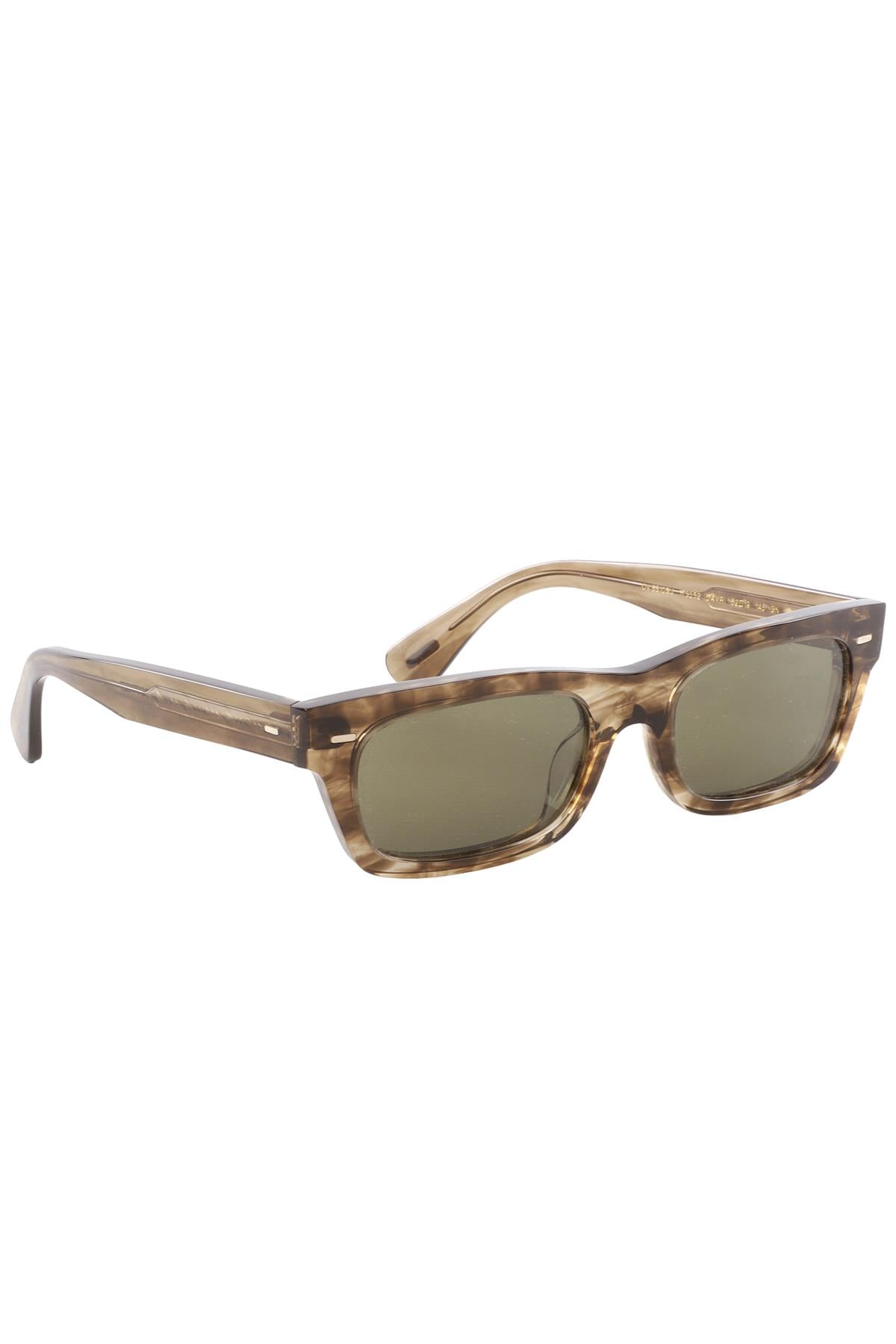 OLIVER PEOPLES GREEN RECTANGLE FRAME ACETATE SUNGLASSES