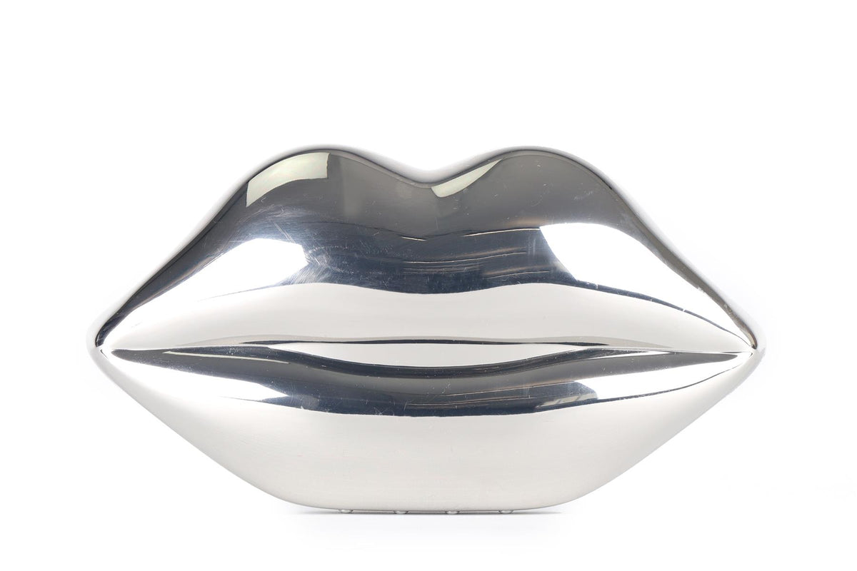 LULU GUINNESS SILVER LIPS CLUTCH