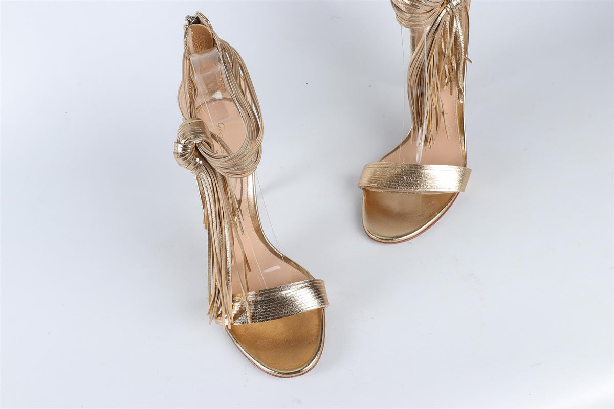 GIANVITO ROSSI GOLD LEATHER SANDALS EU 37.5 UK 4.5 US 7.5